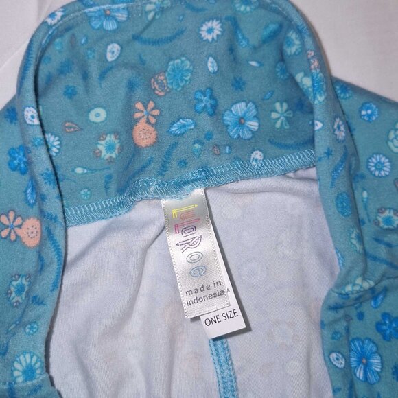 LuLaRoe Leggings One Size OS Blue Floral Paisley Microprint Buttery Soft - Picture 4 of 4
